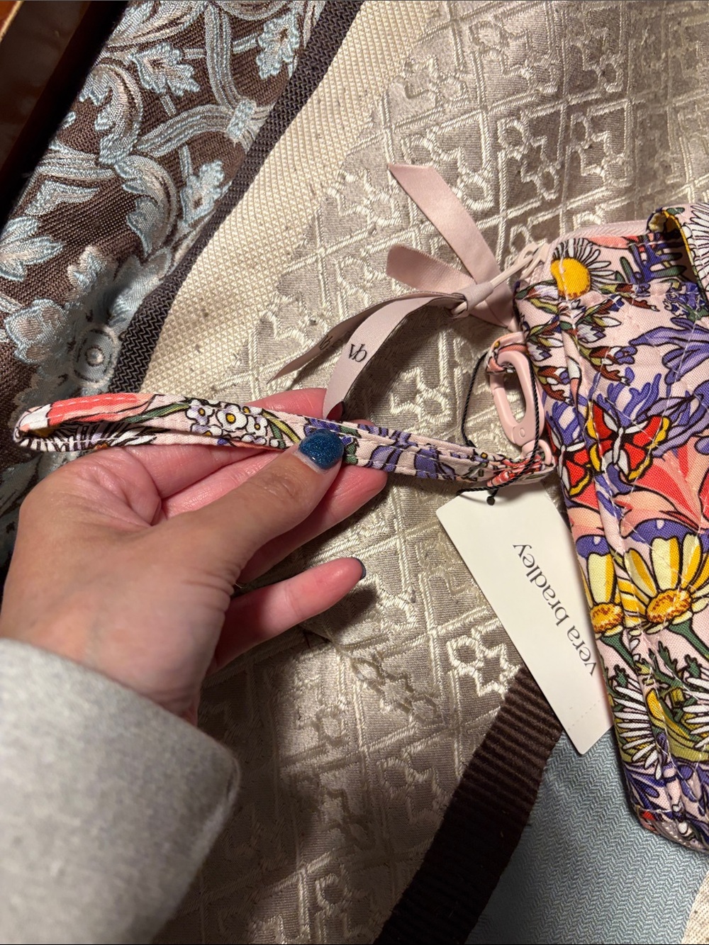 Vera Bradley Floral Quilted Wristlet Phone Pouch - Pink Multicolor - Picture 11 of 11